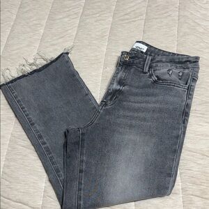 Velvet Charcoal Cropped Straight Jeans